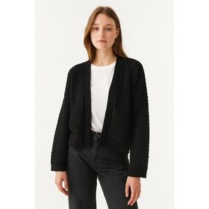 Banana Republic Cropped Cardigan Sweater Women's Size Large Open Knit Crochet